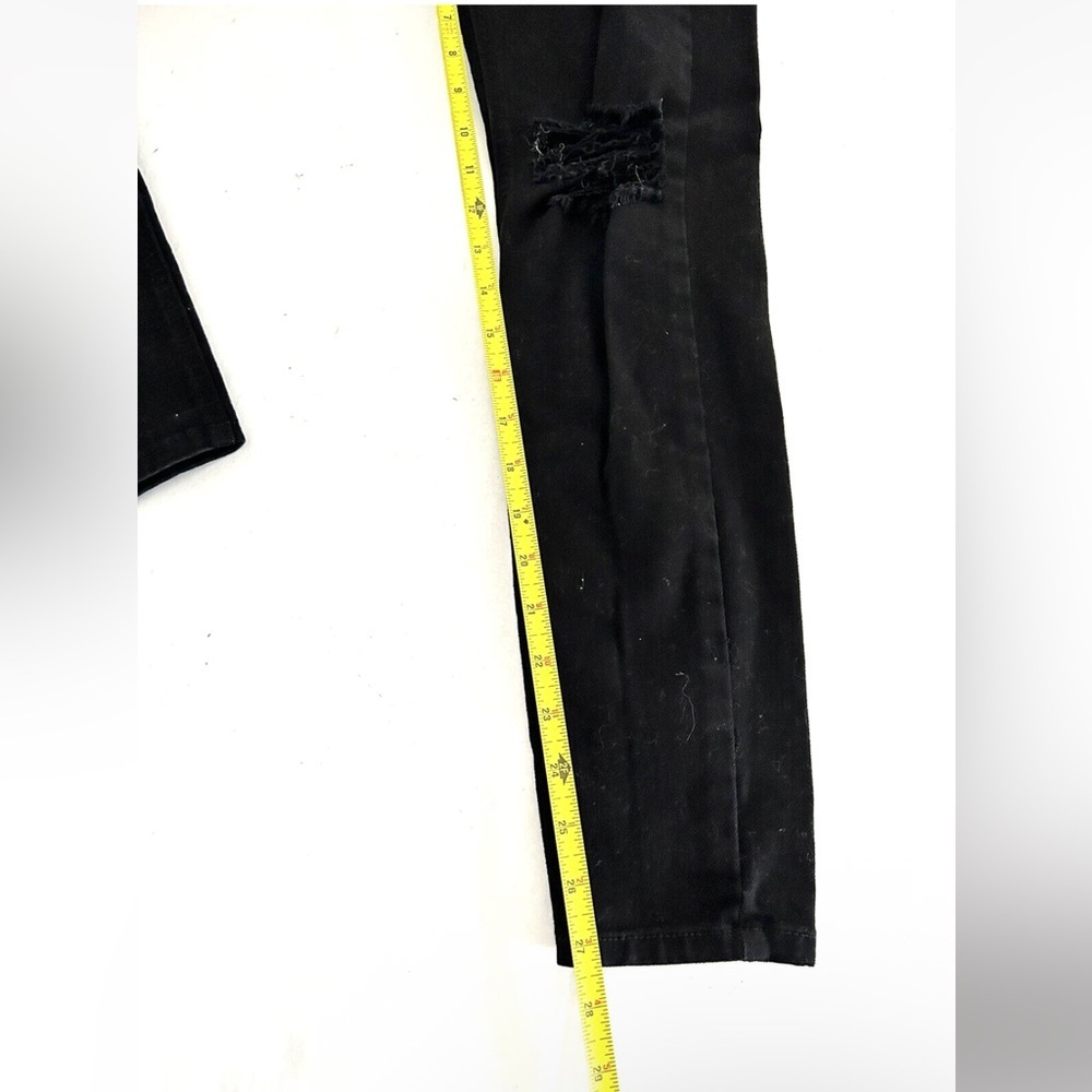 Revice | Black Skinny Leg High Rise Distressed Jeans Size 24 Black Dark Wash - Picture 8 of 10